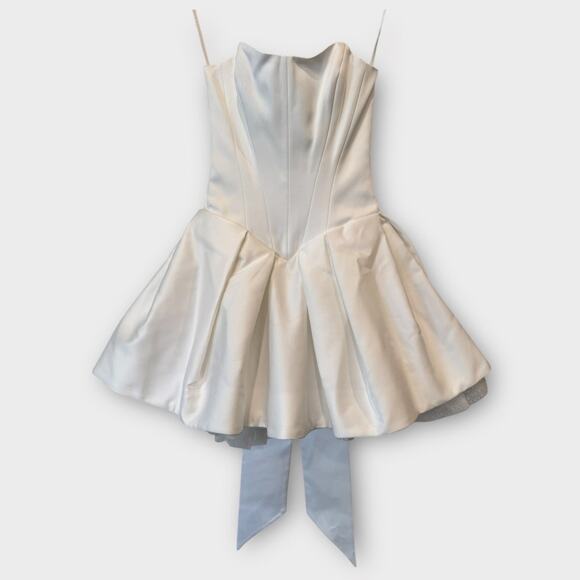 HOUSE OF CB Noele Bow Strapless Satin Mini Gown Size XS - Picture 7 of 16